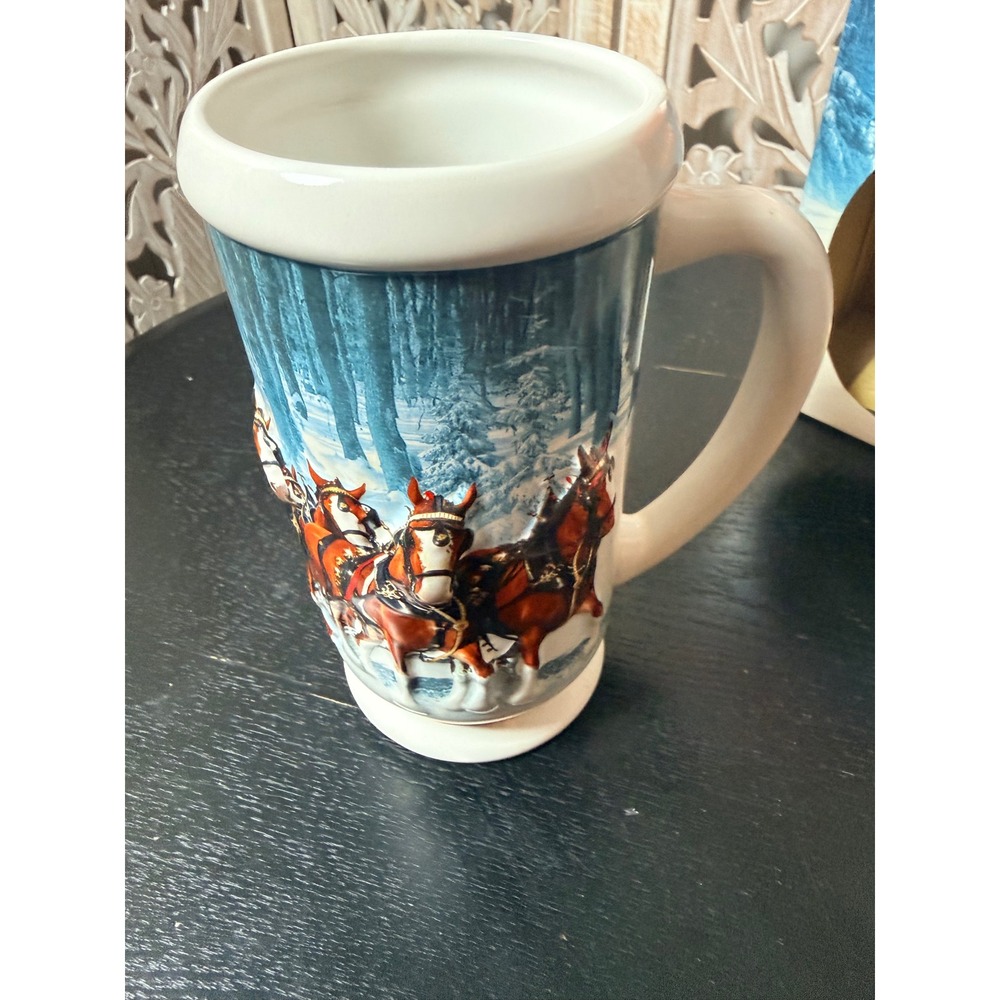 Budweiser 2007 Holiday Stein Winter's Calm Clydesdale Ceramic Beer Mug with Box - Picture 8 of 11